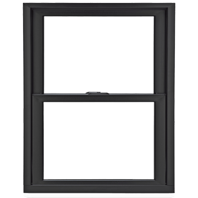 Andersen 100 Series double-hung window in black, shown from the interior