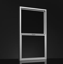 Milgard Trinsic Series V300 vinyl single-hung window with a narrow frame, studio product view